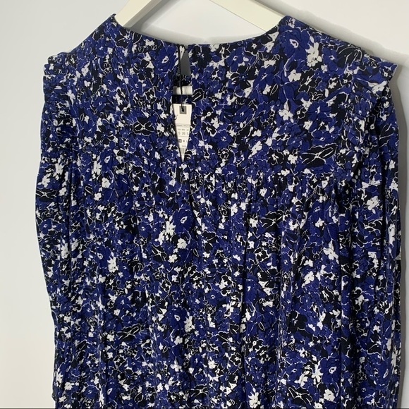 NWT ZARA Blue Floral Long Sleeve Ruffle Hem Mini Dress Size S - Picture 13 of 15